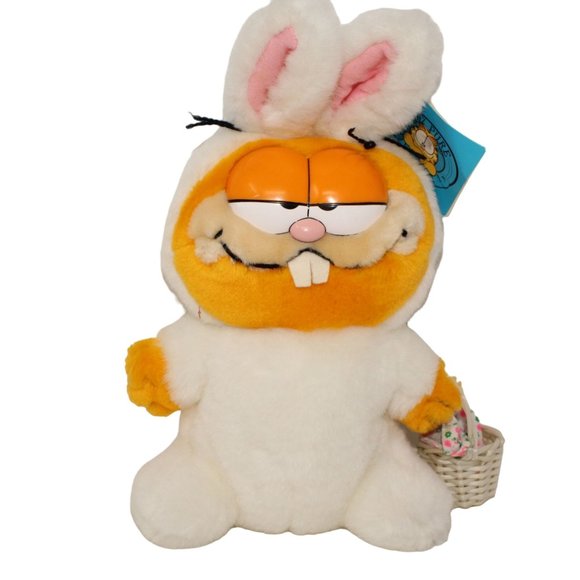 Dankin Other - Vintage Dakin 12" Garfield Easter Bunny Rabbit Plush Stuffed Animal Toy Basket